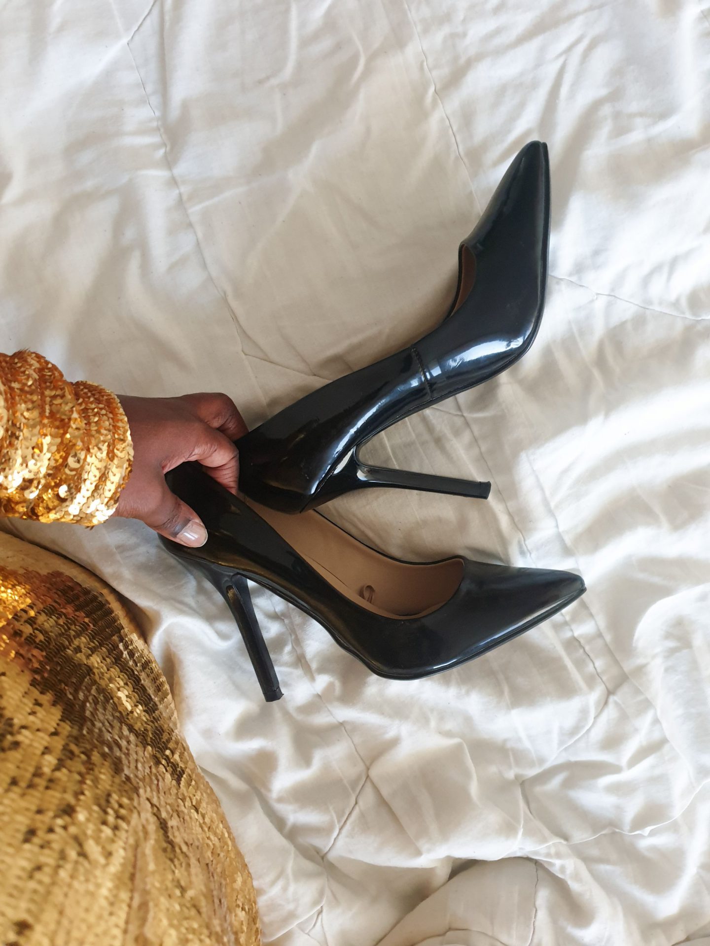 black high heels for new years party