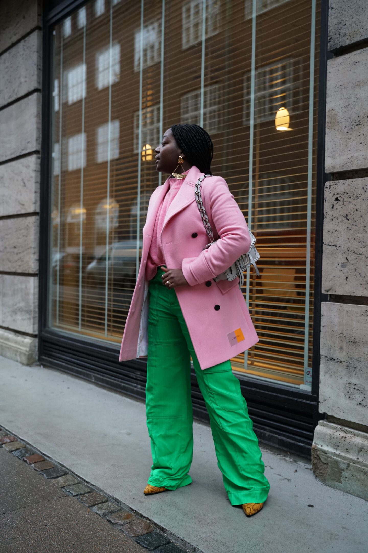 Copenhagen fashion week streetstyle Lois Opoku pink green outfit